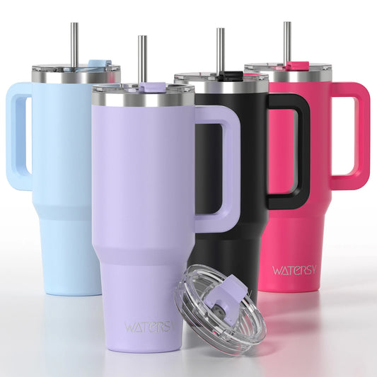 Stay Hydrated in Style: 30/40Oz Stainless Steel Tumbler with Handle and Straw - Perfect for Coffee Lovers!