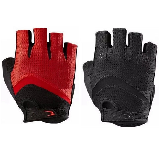 Elevate Your Ride with Classic Red and Black Short Finger Cycling Gloves - Breathable GEL Pad for Ultimate Comfort